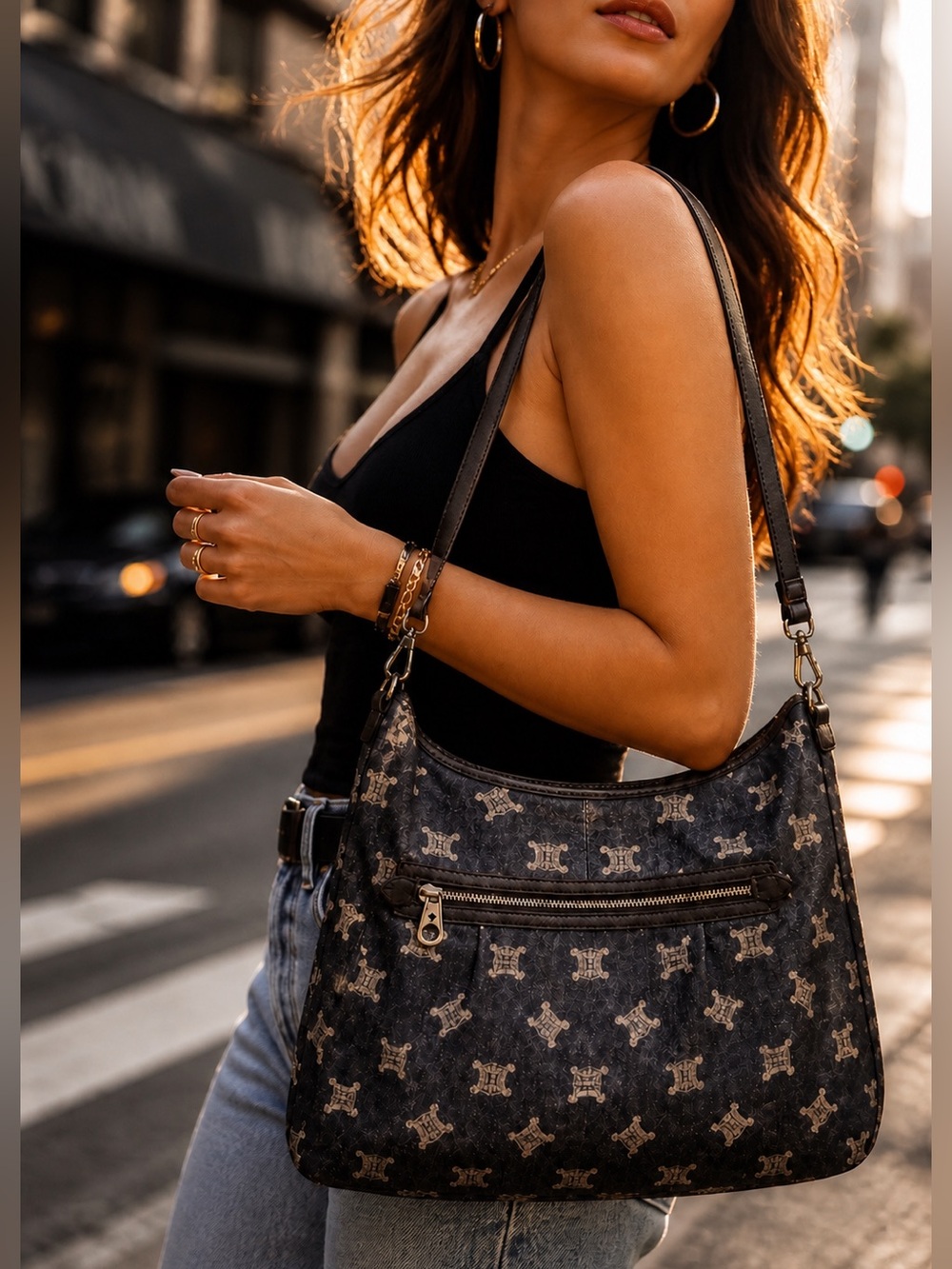 Celine Triomphe Denim Crossbody Bag
